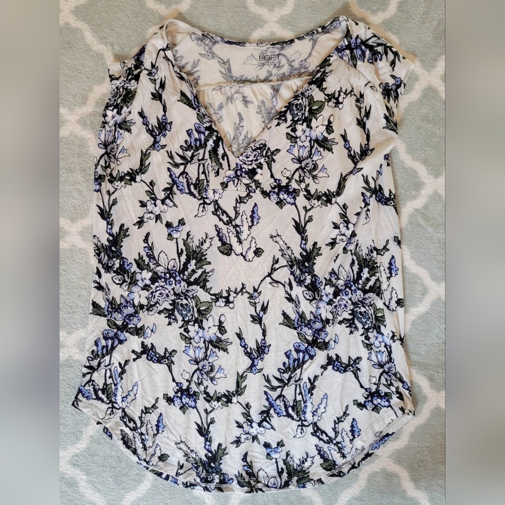 Loft outlet rayon floral top, sleeveless v neck